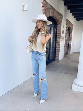 Wide Brim Felt Hat in Light Heather Beige